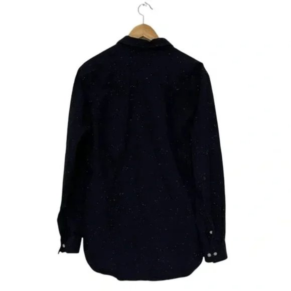 H&M Long Sleeve Button Down Shirt Navy Blue Men's Size Medium - Picture 2 of 6